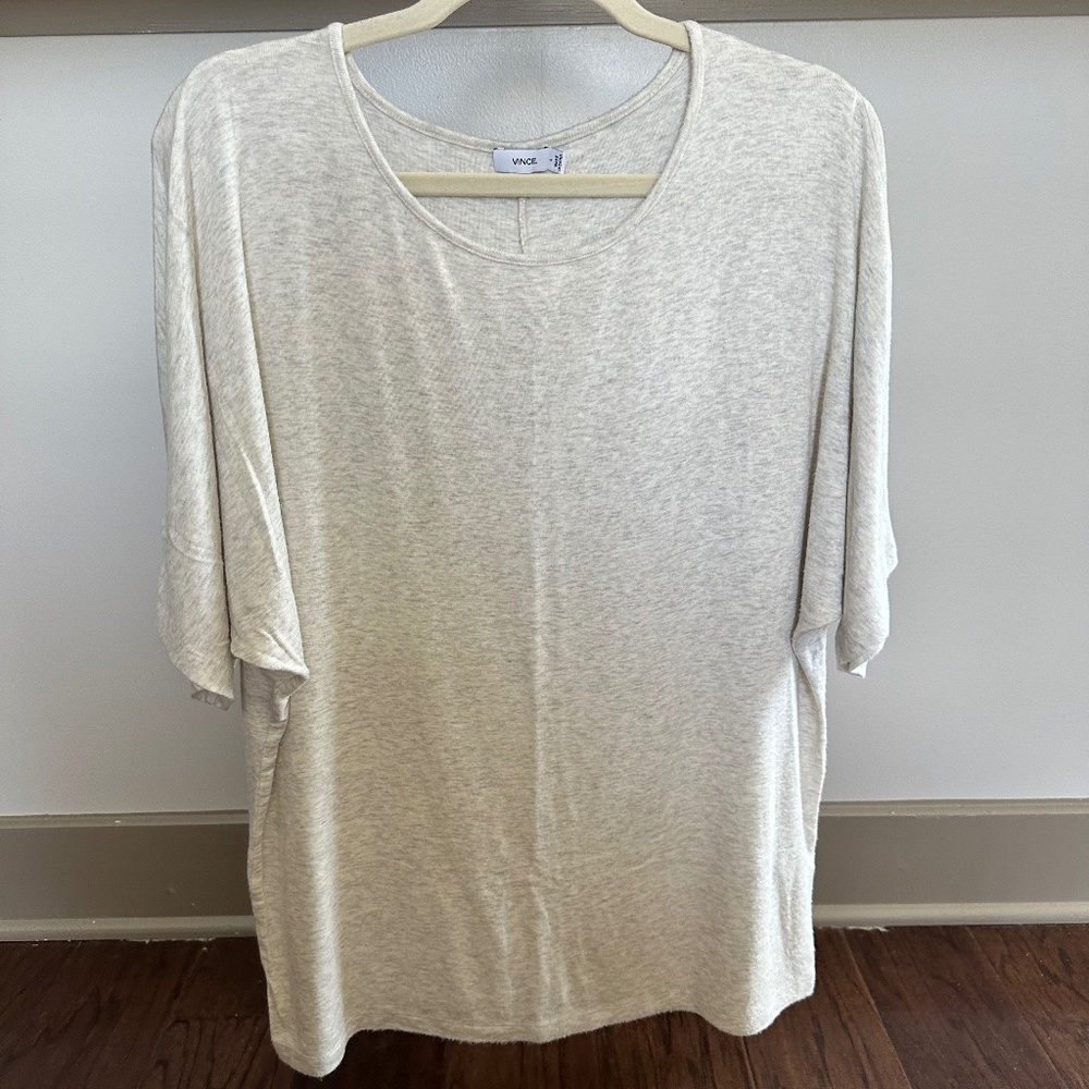 Vince Dolman Sleeve Knit Tee (Heather White)